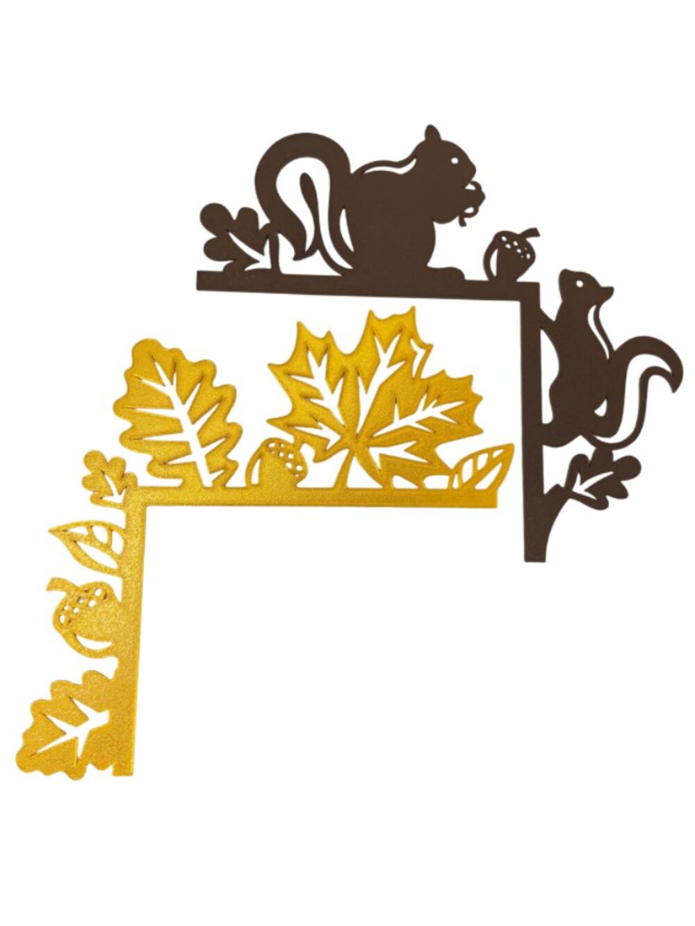 New 3D Printed 9" Squirrels Golden Fall Leaves 2 Door Corners Thanksgiving Decor